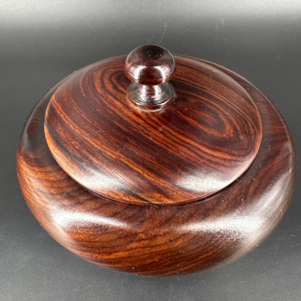 Hand Turned Wooden Wood Treenware Covered Jar Jewelry Box Dish Jar with Lid